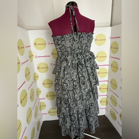 Shop Neighbor Black Smocked Tiered Halter Midi Dress - Picture 5 of 10